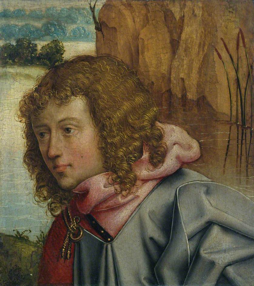 Head of a Saint Against a Landscape (fragment) from the Master of Saint Bartholomew Altarpiece