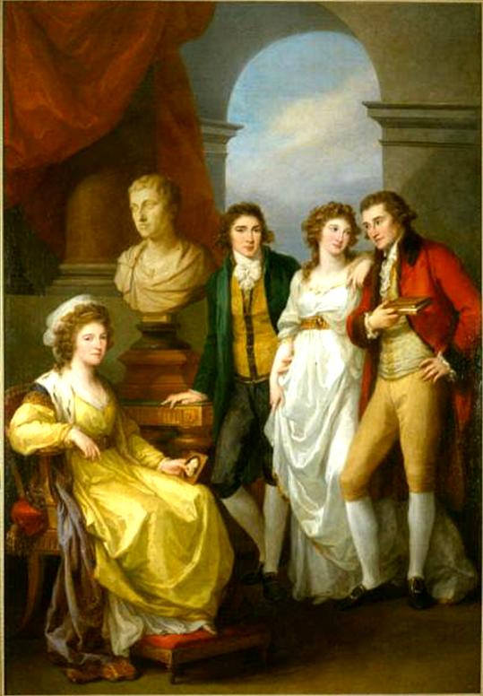 Family portrait of Catherine Petrovna Baryatinskiy, her son Ivan Baryatinskiy and daughter Anna with her husband Count Nikolai Aleksandrovich Tolstoy