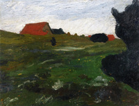 Landscape with Shrubs and Red Houses