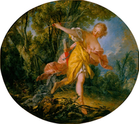 Story of Aminta and Sylvia - Sylvia Fleeing the Wolf She Has Wounded