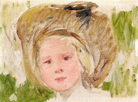 Sketch of Head of a Girl with a Black Rosette