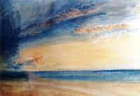 Low Sun and Clouds over a Calm Sea