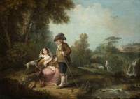 A Pastoral Landscape with Figures by a Stream