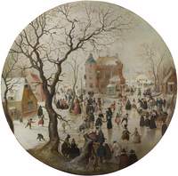 A Winter Scene with Skaters near a Castle