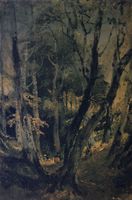 A Beech Wood with Gipsies Seated in the Middle Distance