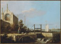 A Sluice on a River with a Chapel