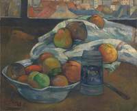 Bowl of Fruit and Tankard Before a Window