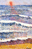 Waves on the Beach at Sunset