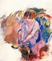 Young Woman Lacing Her Shoes