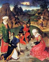 The Gathering of the Manna (upper right panel from the Altarpiece of the Holy Sacrament)
