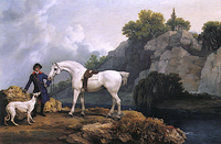 A Grey Hunter with a Groom and a Greyhound at Cheswell Crags