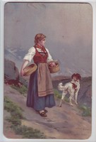 Girl and Dog in the Mountains