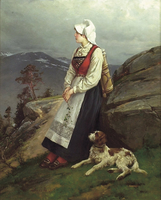Young Woman with Dog