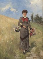 Young woman in the field of flowers