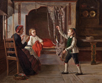 Interior with Woman and Children