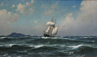 Sailing ship in the open seas