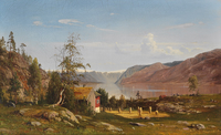 Fjord landscape with haystacks