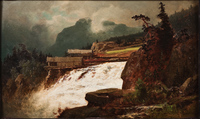 Waterfall with sawmill
