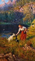 Milkmaid with goats