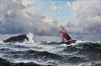 Boat in stormy seas