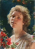 Girl with azalea flowers