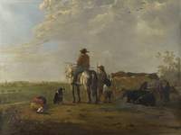 A Horseman with a Cowherd and Two Boys in a Meadow