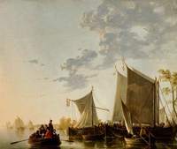 Shipping on the Maas with a Party in a Rowing Boat