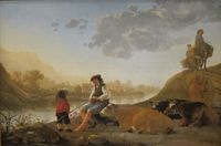 River Landscape with Bagpipe Player