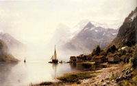 Norwegian Fjord with Snow-Capped Mountains