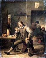 Smoker Leaning his Elbow on a Table