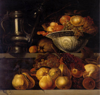 Still Life of Fruits Resting on a Ledge