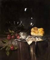 Still Life, Herring, Cherries and Glassware