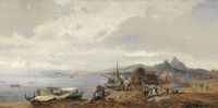 Fishermen in the coastal landscape