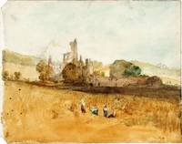 Kirkstall Abbey from the West, with Harvesters
