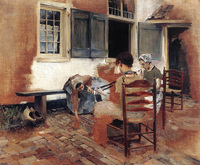 Dutch Courtyard Scene: Study for Venetian Bead Stringers