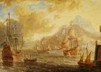 Ships at Anchor off a Mediterranean Harbour