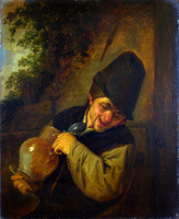 A Peasant holding a Jug and a Pipe