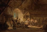 Rustic Interior with Peasants Drinking and Gaming