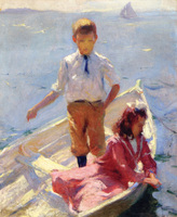 George and Betty in a Dory (study for Calm Morning) [1904]