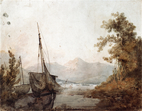 River Landscape with Distant Mountains