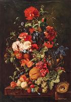 Floral Still Life with Fruit and Bird's Nest