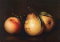 Still Life: Two Pears, a Peach and Grapes