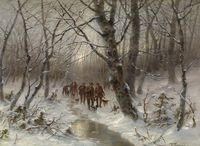 Hunters in a Winter Forest