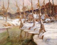 Cottages by River, Winter*