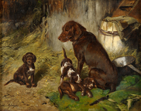 The proud mother dog
