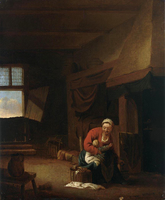 An Interior with a Mother Feeding her Child