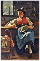 Young woman sewing