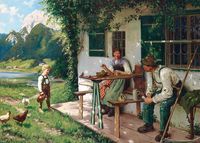 A summer day in front of the house