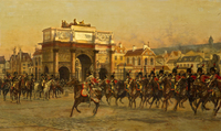 Napoleon and his staff reviewing the mounted chasseurs of the Imperial Guard