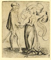 The Greeting (A Young Man with Sword, Turned to the Right, Holds a Woman's Hand)